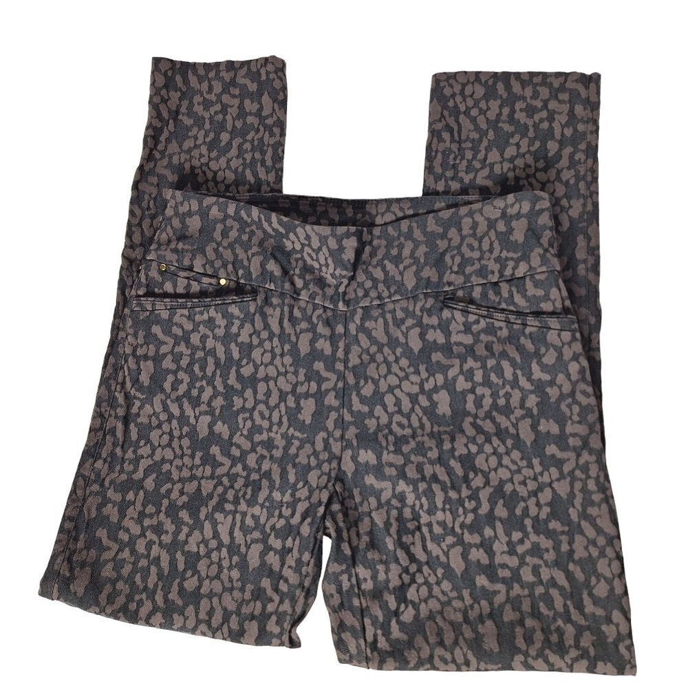 Attyre Women's Black Brown Cheetah Print Skinny Pants Size 4